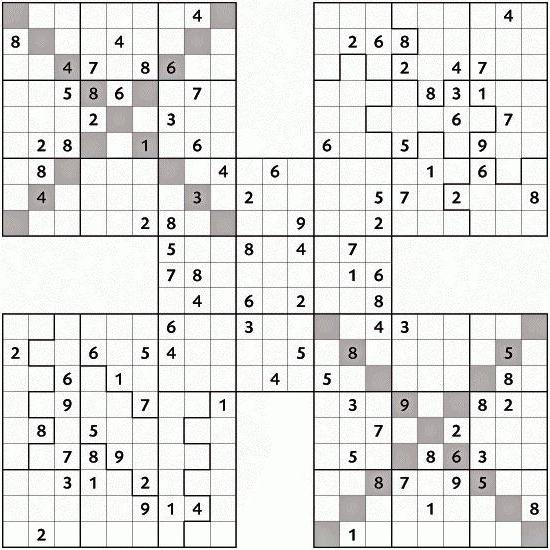 Kurnaz bulmaca. Çapraz Sudoku